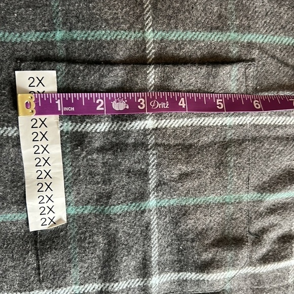 NWT Field Gear FG flannel men’s 2X grey window plaid 💯 cotton button down shirt - Picture 8 of 11